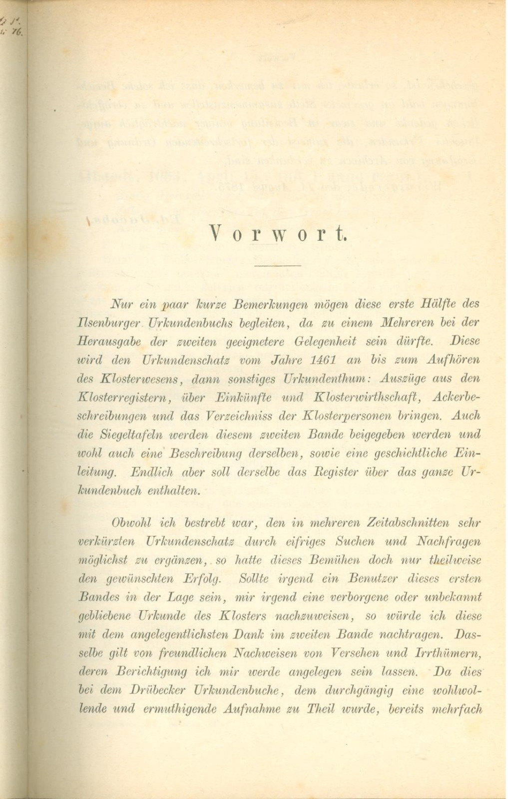 Document book in the County of Wernigerode documented monastery Ilsenburg 1875