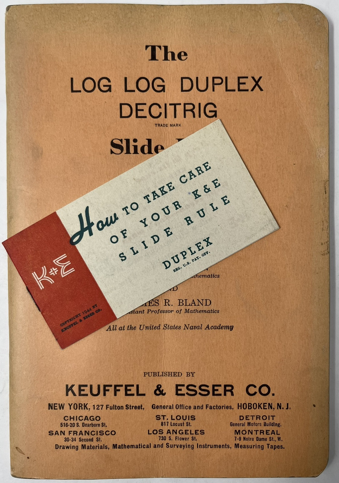 1943 LOG LOG DUPLEX DECITRIG Slide Rule Manual Vintage Keuffel Esser Book + more