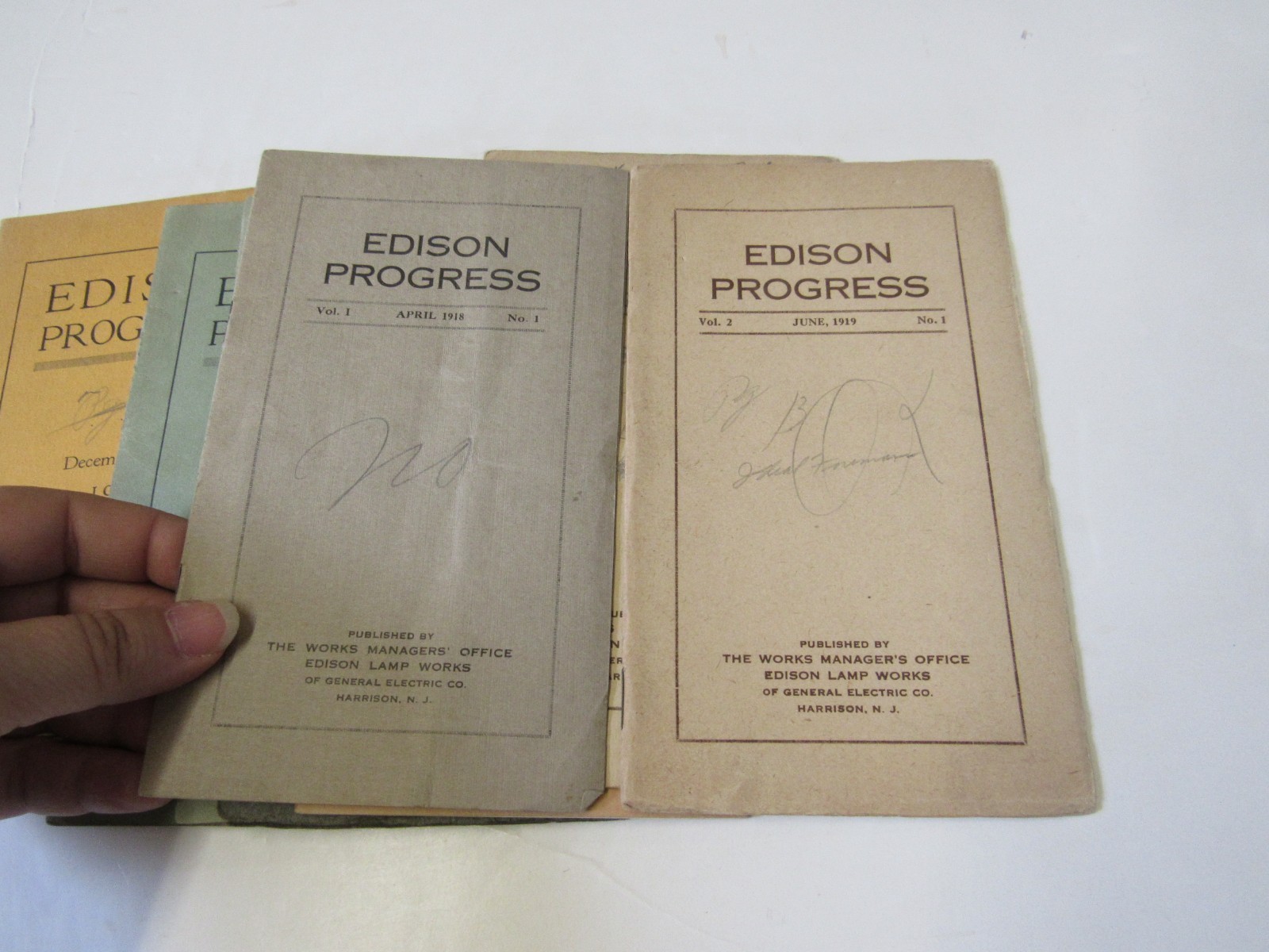 8 Issues Edison Progress, 1919-20, Edison Lamp Works, Vol. 1, No. 1