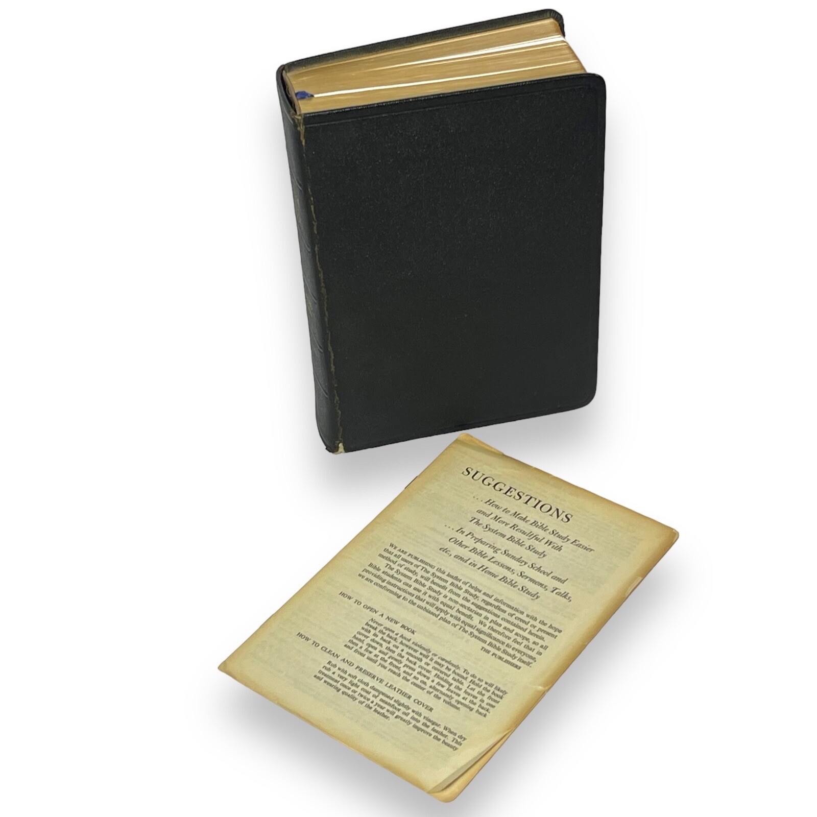 The System Bible Study Enlarged Edition KJV 1968 Morocco Leather w/RARE Insert