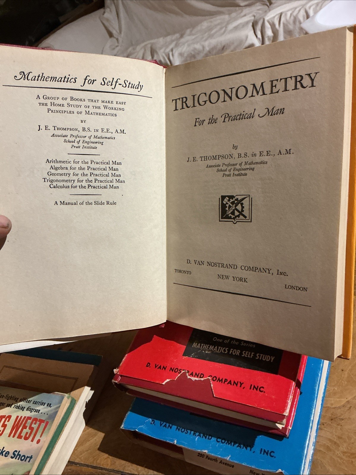 Vtg Mathematics for Self Study J.E. Thompson 2nd Ed 1946 3 Book Set DJ Feynman