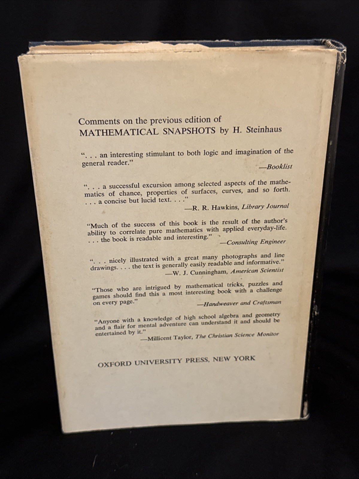 Mathematical Snapshots by H. Steinhaus – HCDJ 1969 Third American Edition