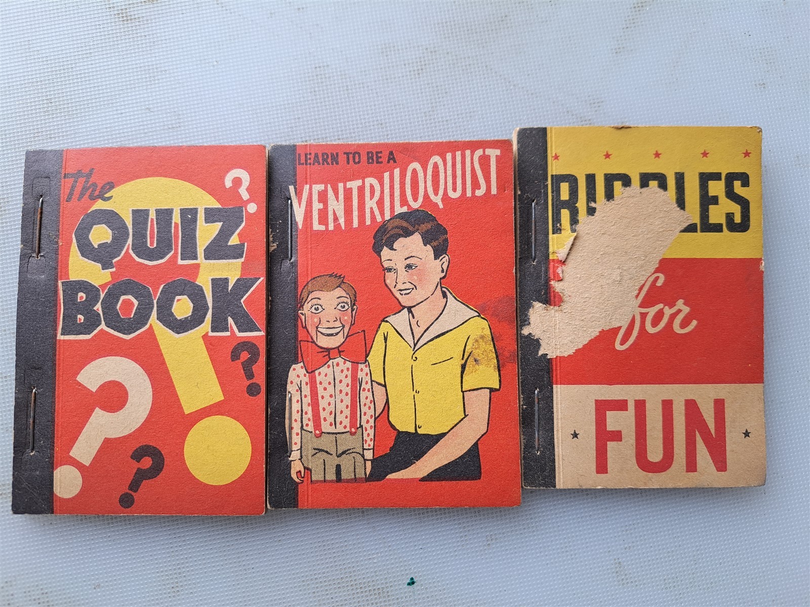 THREE 1938 Whitman Small-Size Books – Ventriloquist, Quiz, Riddles