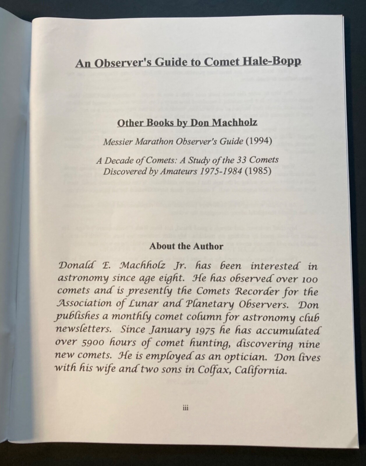 Rare! AN OBSERVER’S GUIDE TO COMET HALE-BOPP by Don Machholz 1996 First Edition