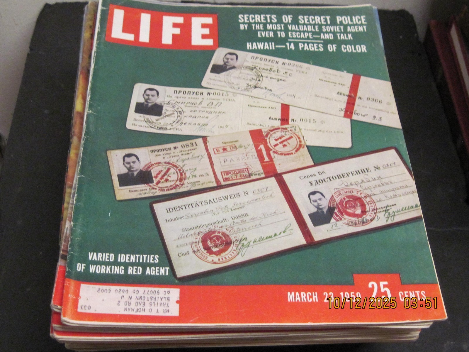 LIFE MAGAZINE 1959 MARCH 23 VARIED IDENTITIES OF WORKING RED AGENT