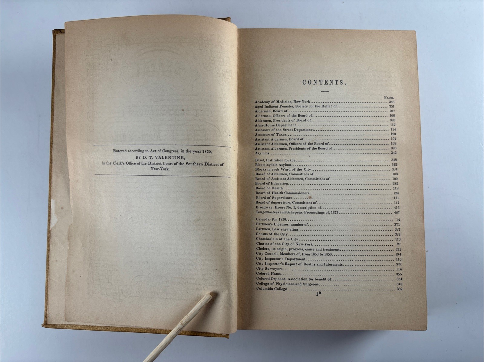 1850 Manual of the Corporation of the City of New York D.T. Valentine McSpedon