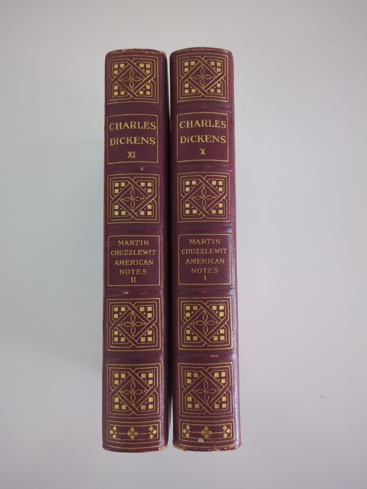 Martin Chuzzlewit American Notes Dickens 1894 New Library Half Leather 2 Vol