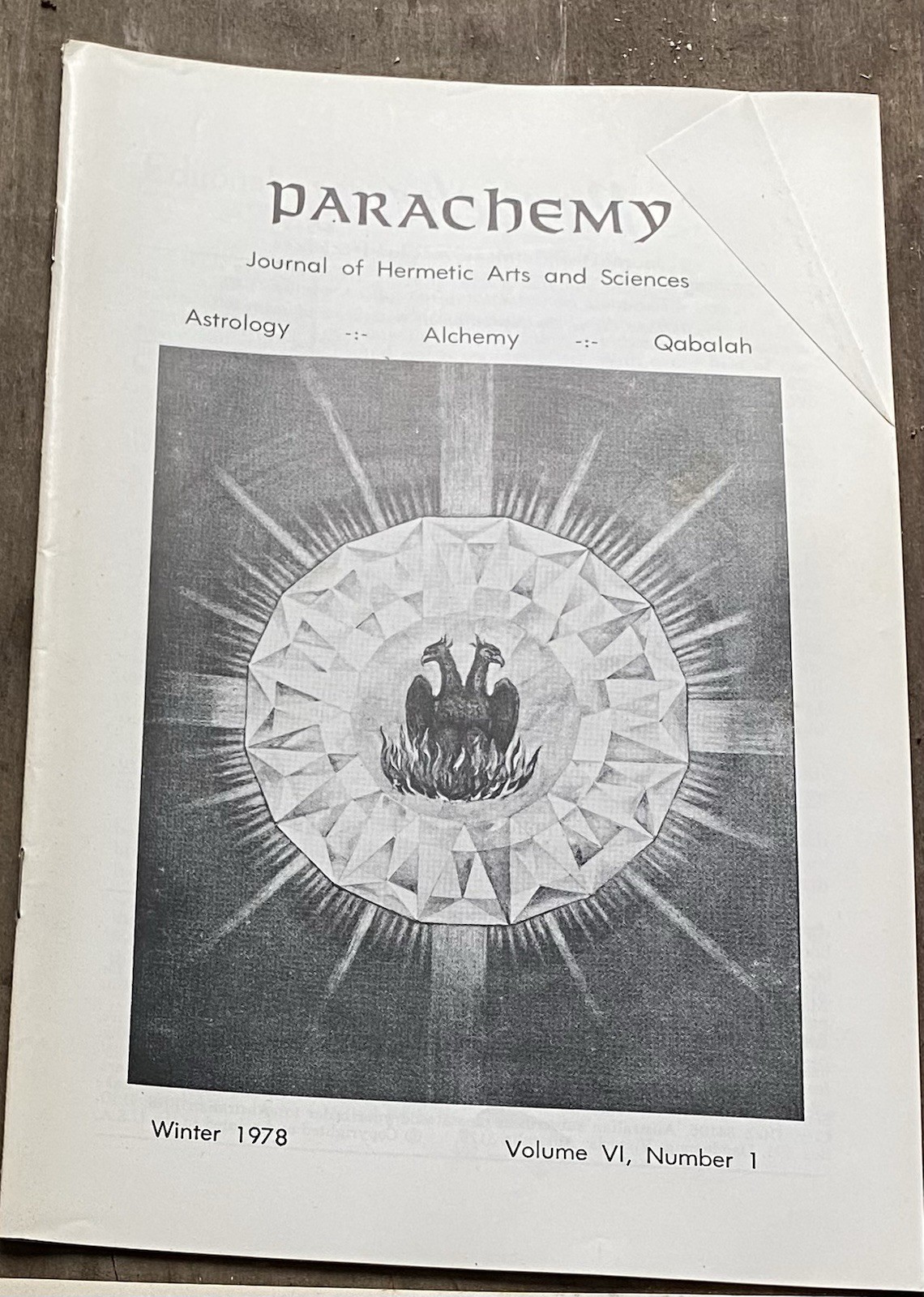 Frater Albertus / PARACHEMY Winter 1978 VOLUME VI NUMBER 1 Journal of Hermetic