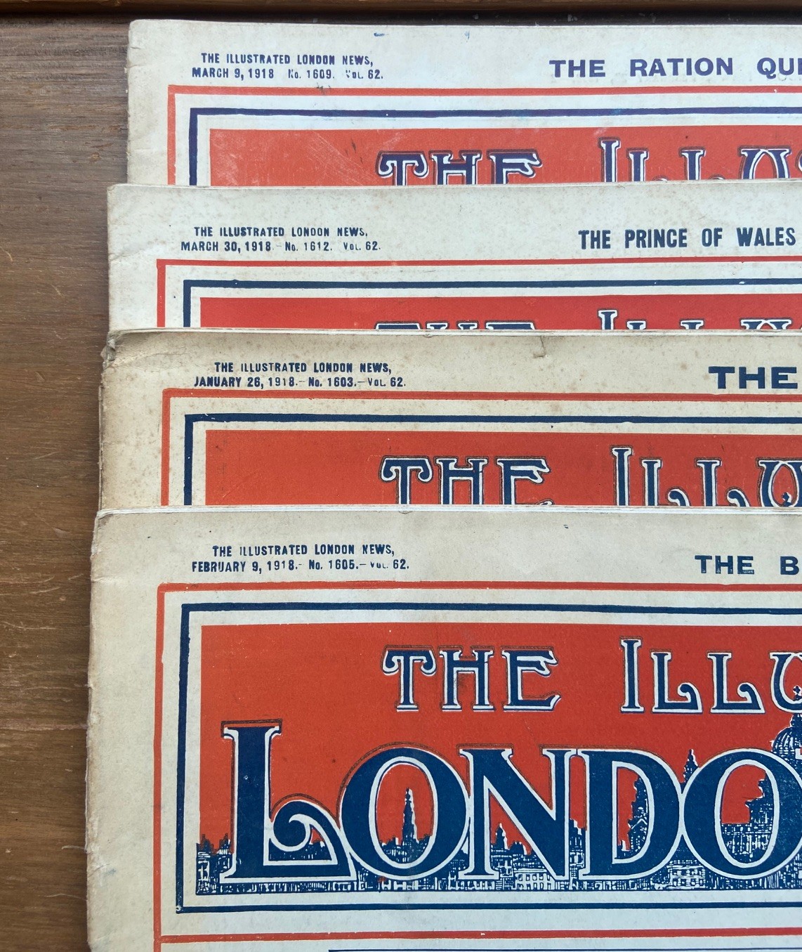 1918 Lot Of 4 JAN FEB MARCH THE ILLUSTRATED LONDON NEWS MAGAZINE