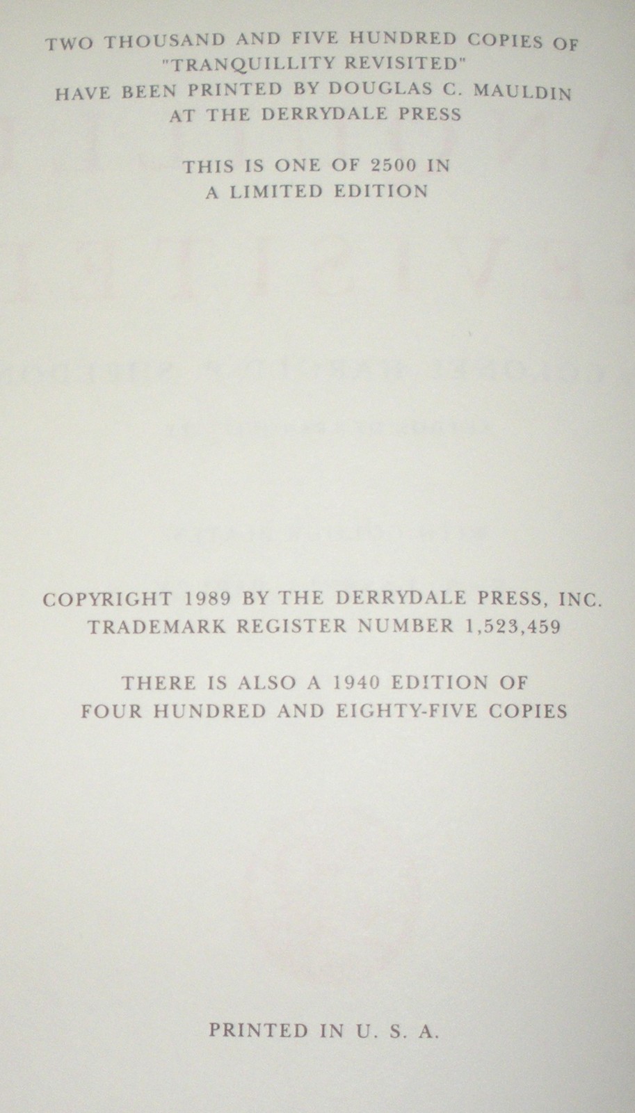 Derrydale Press-Tranquility & Tranquility Revisited by Sheldon-In New Condition