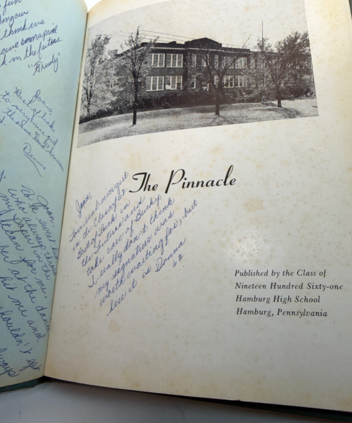 Original 1961 Hamburg Pennsylvania High School yearbook THE PINNACLE