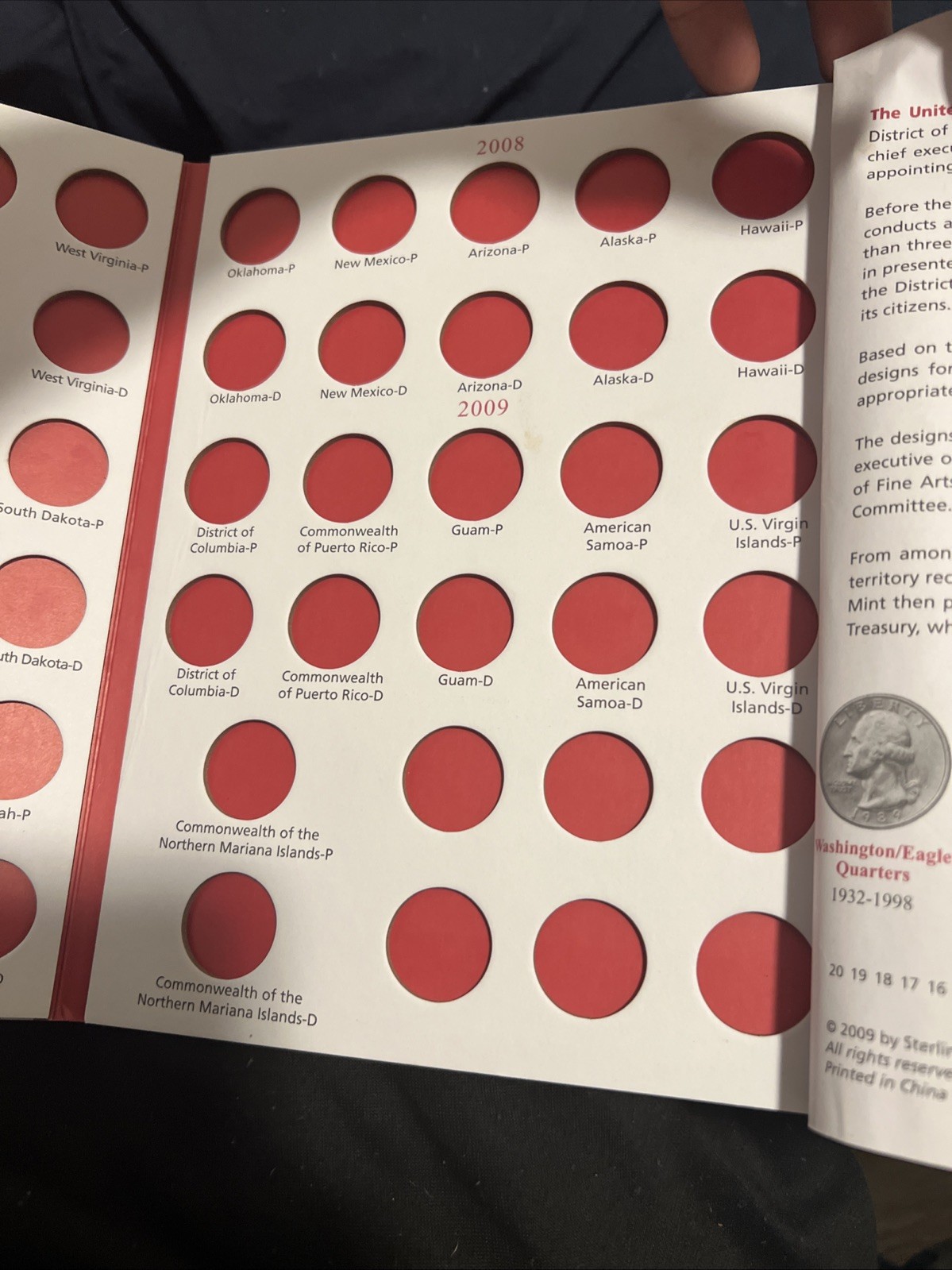 UNITED STATES QUARTERS COLLECTOR’S FOLDER 1999-2009: By Sterling Publishing Inc.