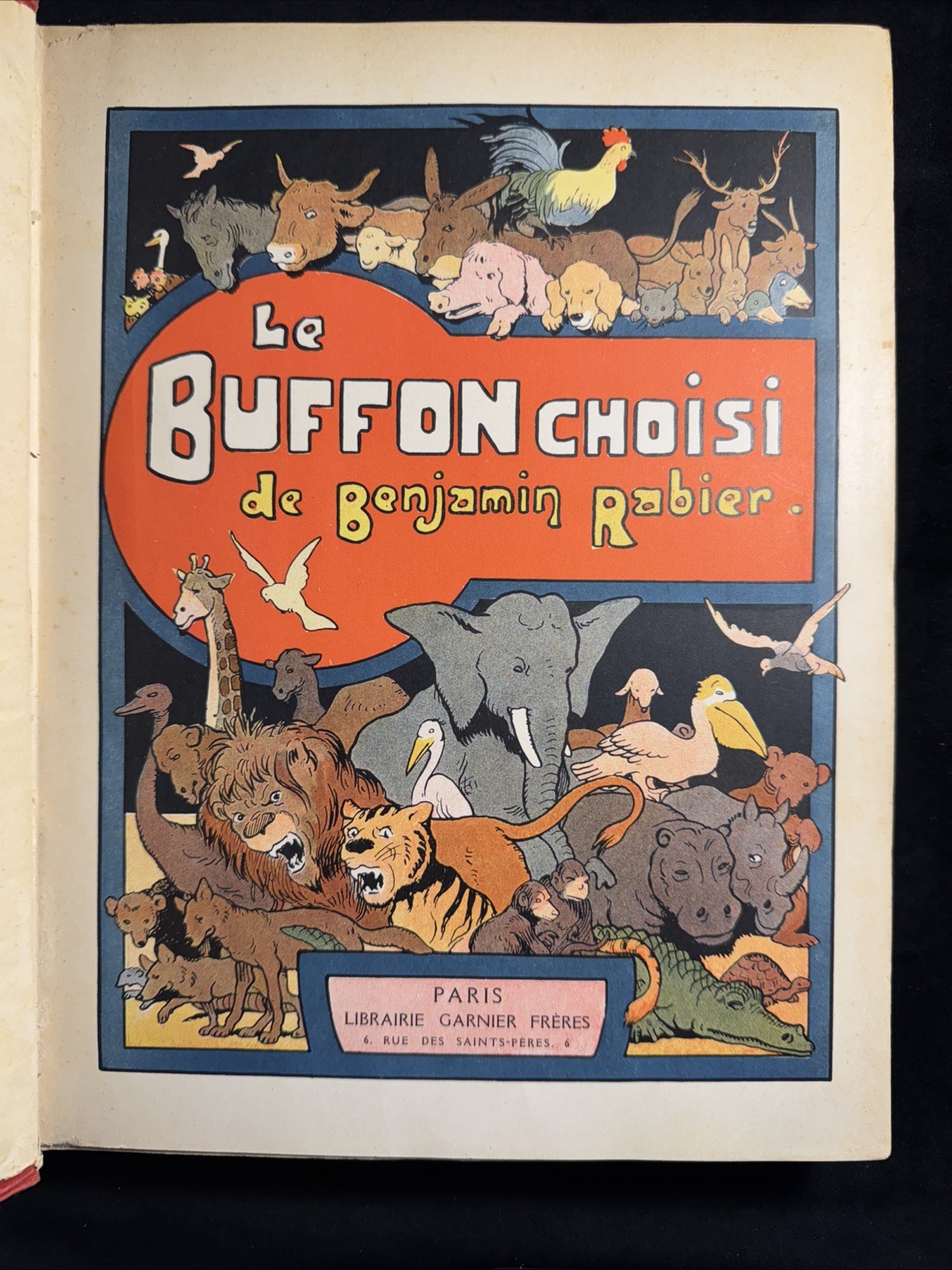 Vintage Hardcover Le Buffon Choisi Benjamin 1924 French Book Paris