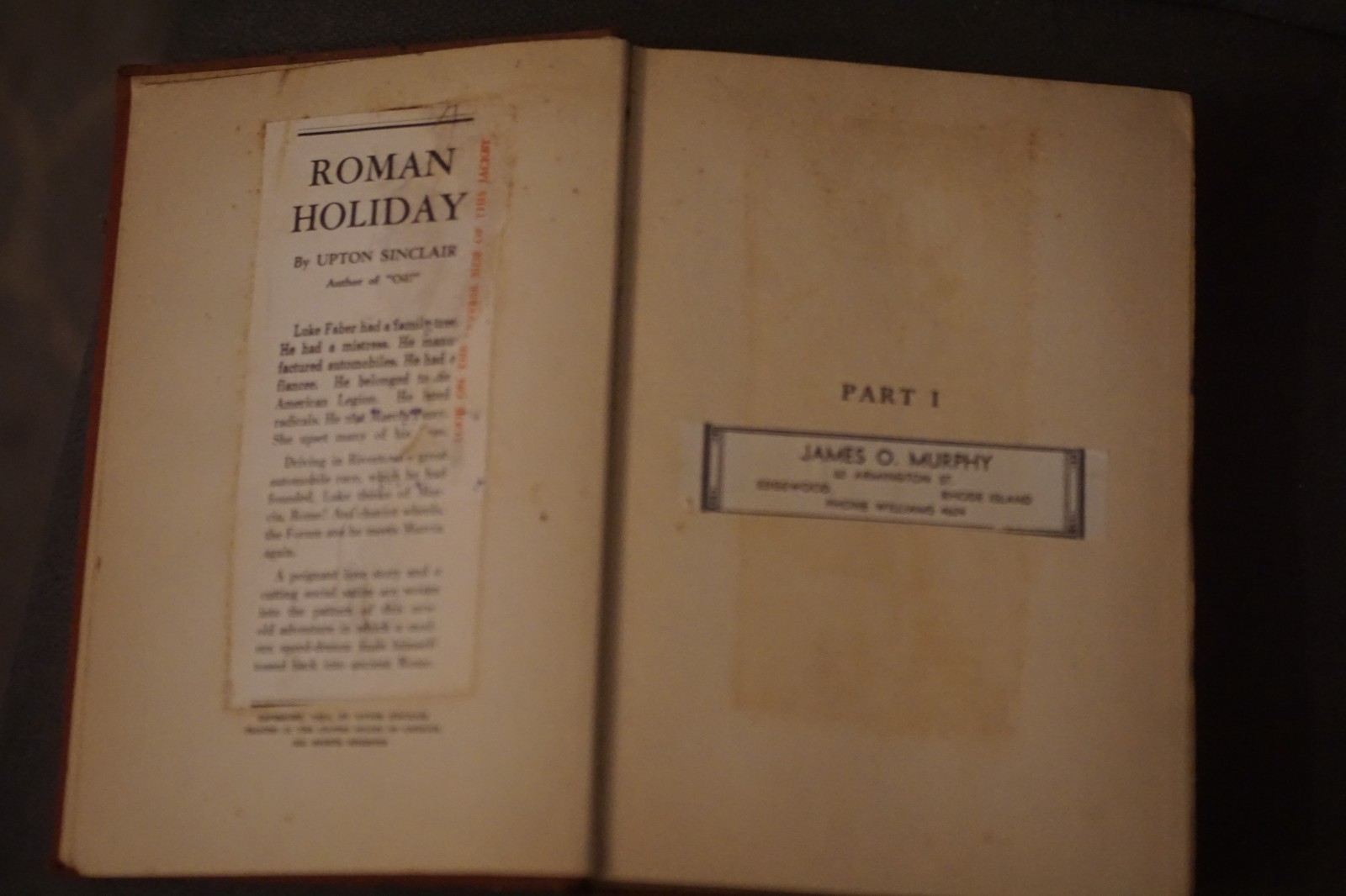 ROMAN HOLIDAY Upton Sinclair 1931 1st Edition Farrar & Rinehart HC