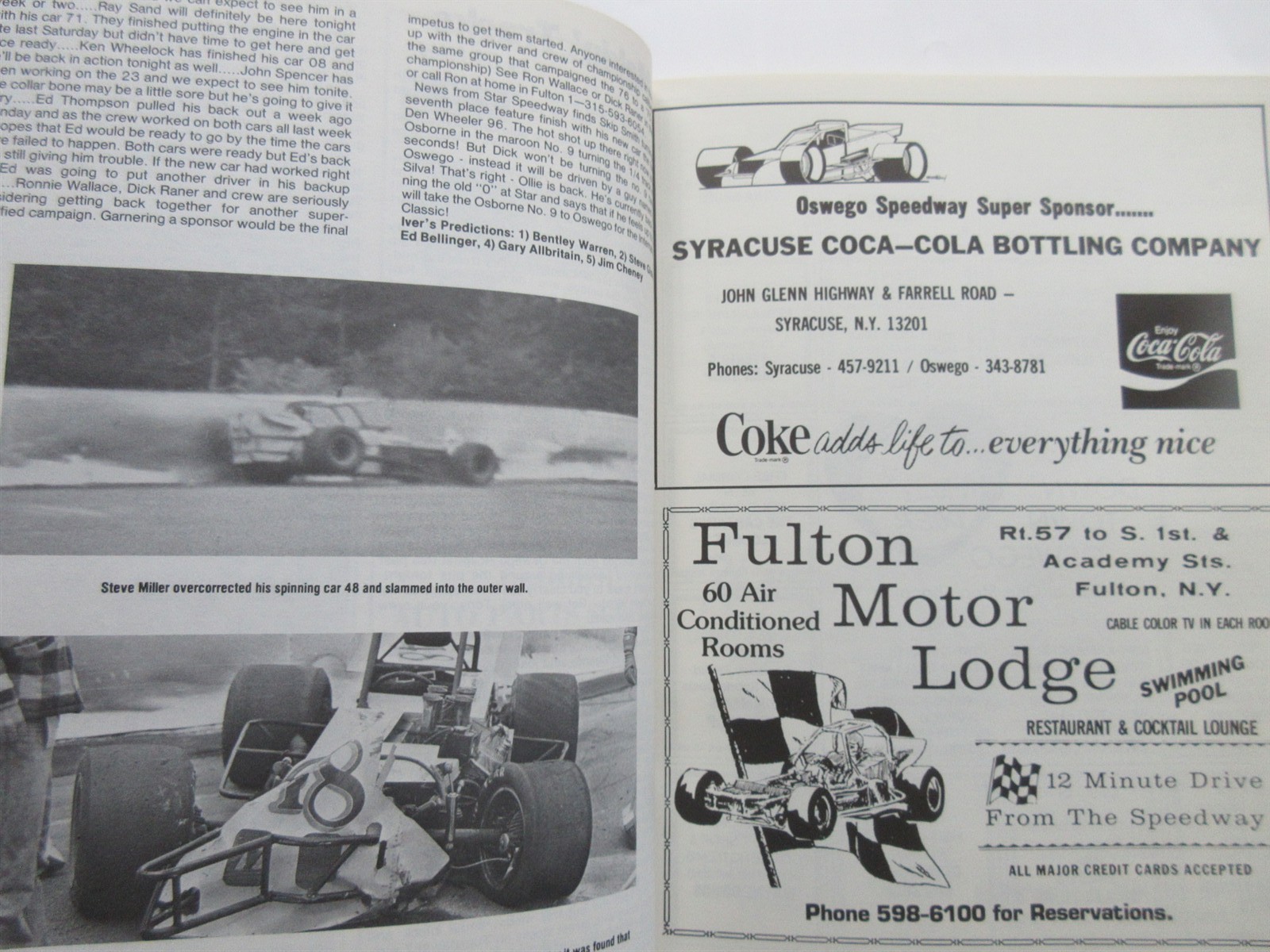 Oswego Eagle Modified Racing Program NY 1979 July 4 Weekend
