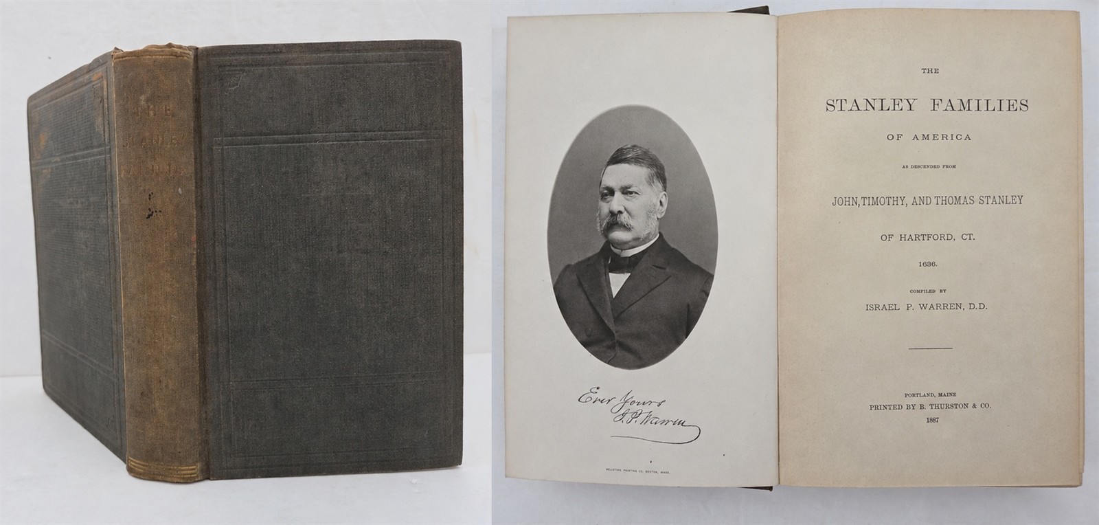 1887 antique STANLEY FAMILIES GENEALOGY hartford ct illustrated history book