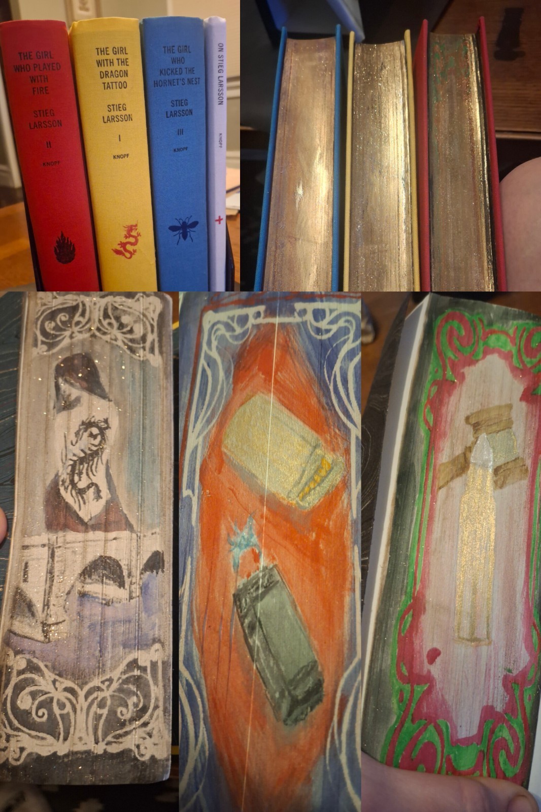 Girl With the Dragon Tattoo FORE EDGE PAINTING One Of A Kind Set