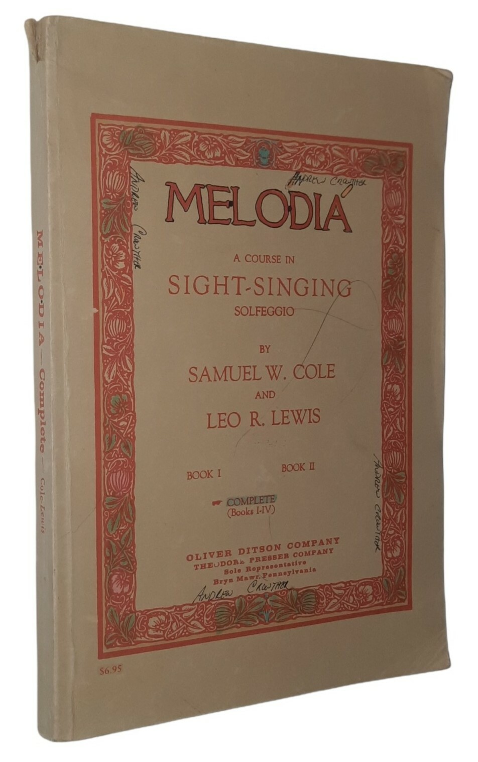 Melodia A Course in Sight-Singing Solfeggio by Samuel Cole & Leo Lewis