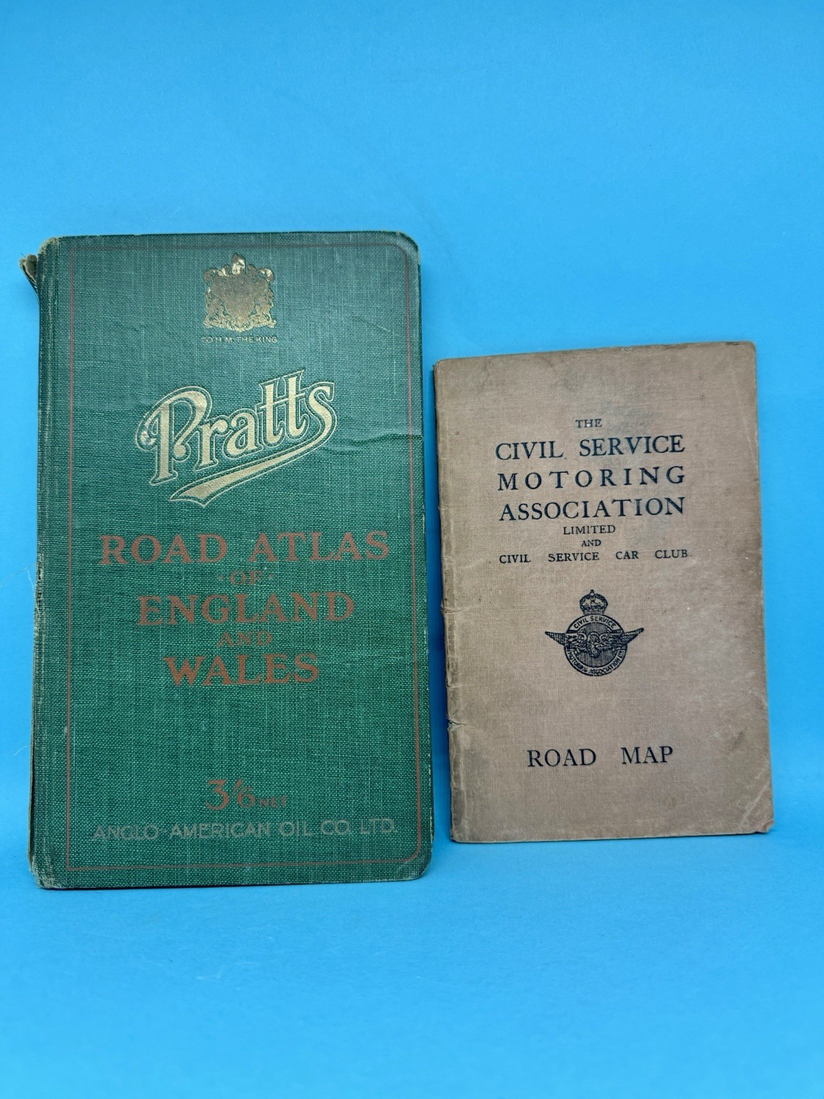 Pratts Road Atlas England & Wales 1930s + Civil Service Motoring Association Map