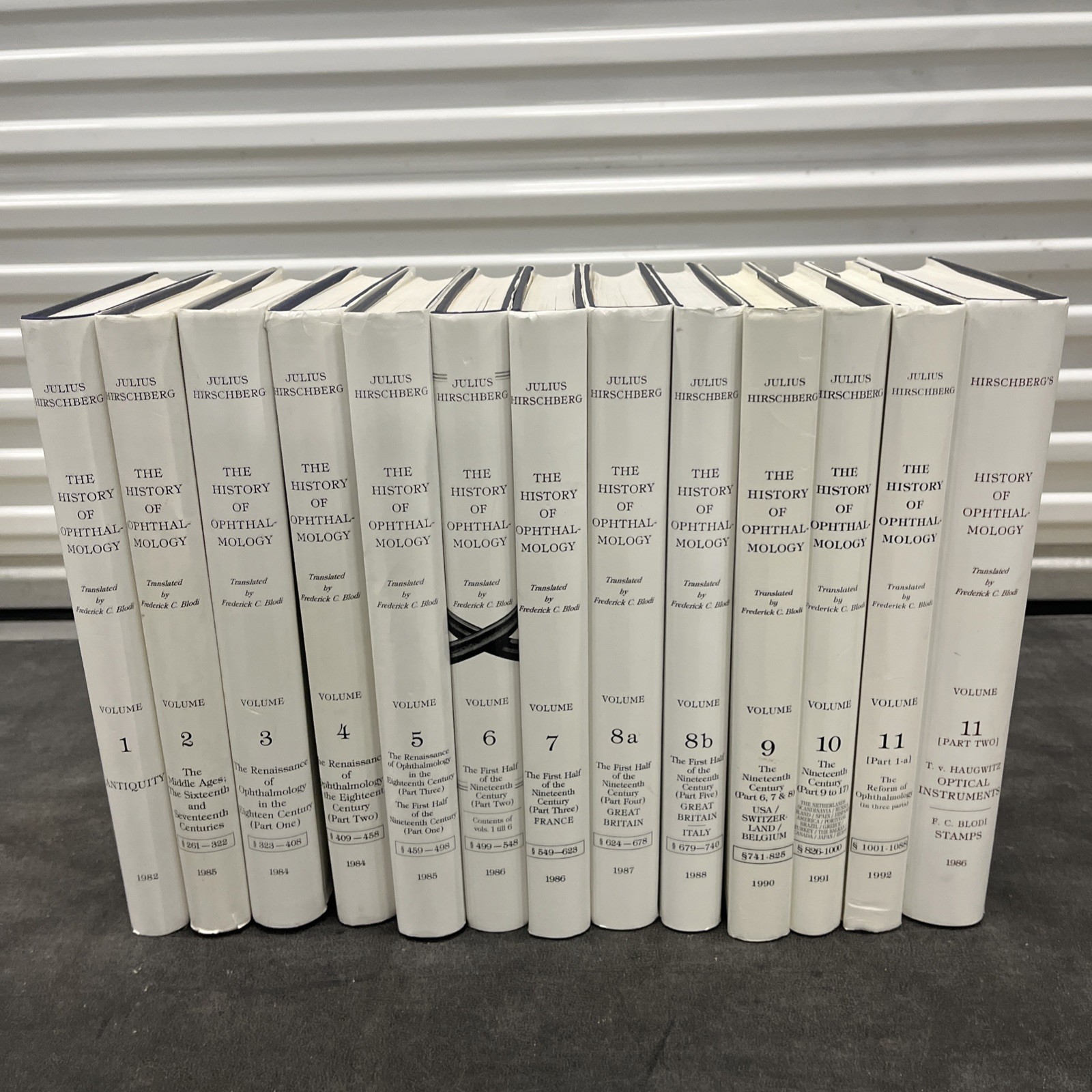 Hirschberg’s The History of Ophthalmology Complete 11 volume set 1982-94 Julius