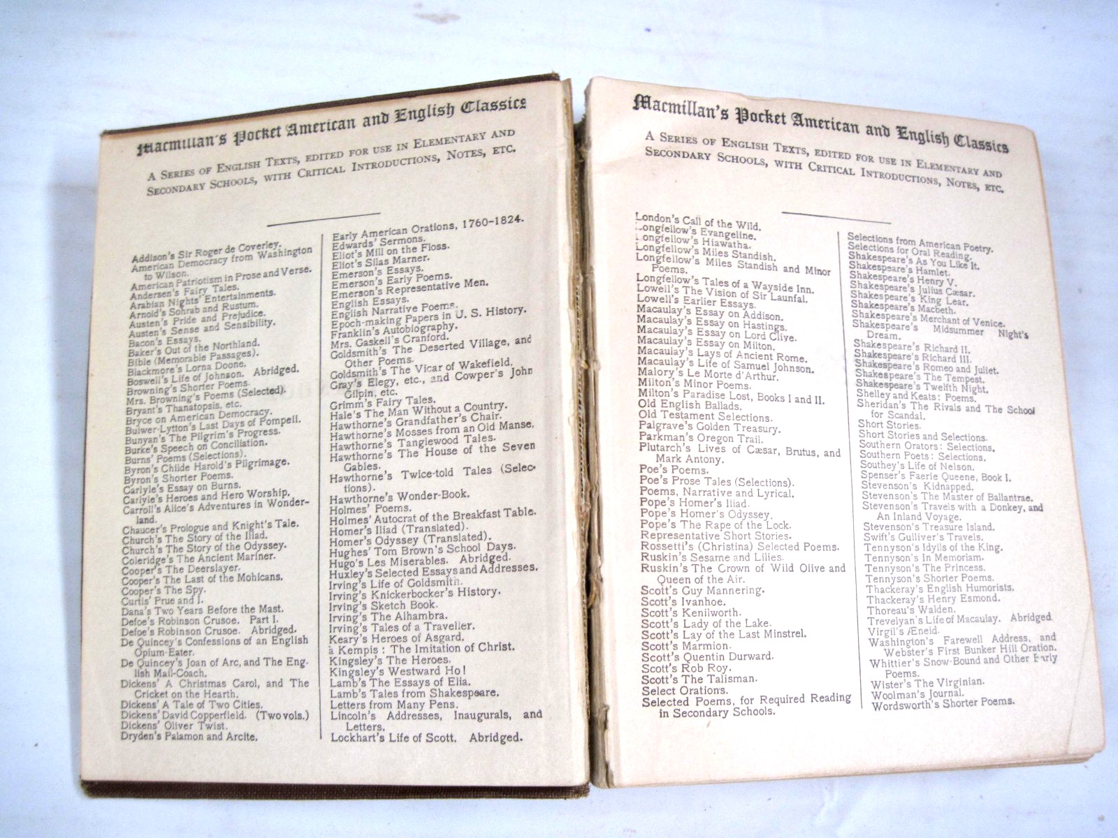 19- Macmillan’s Pocket Amer. & Eng. Classics- pub. 1920 & 1921 – 18 very gd con.