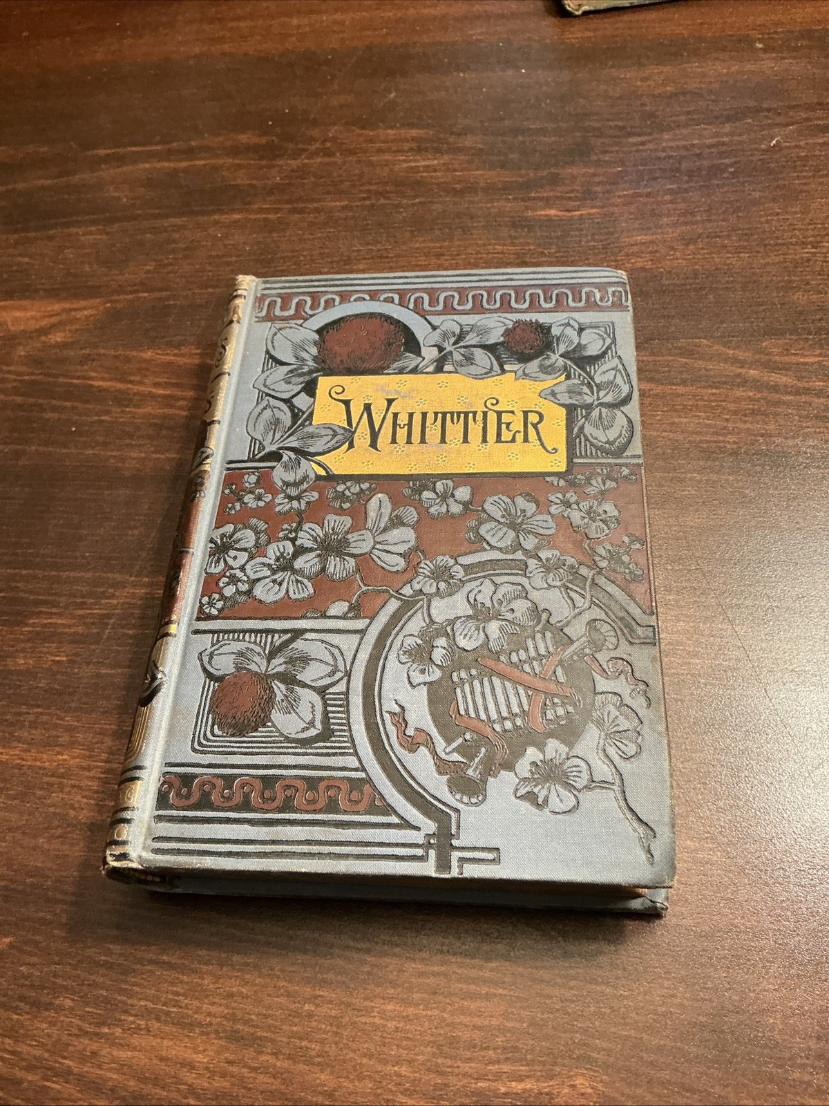 Antique Late 1800s John G Whittier Poems Embossed HC Book Belford Clarke Trow’s