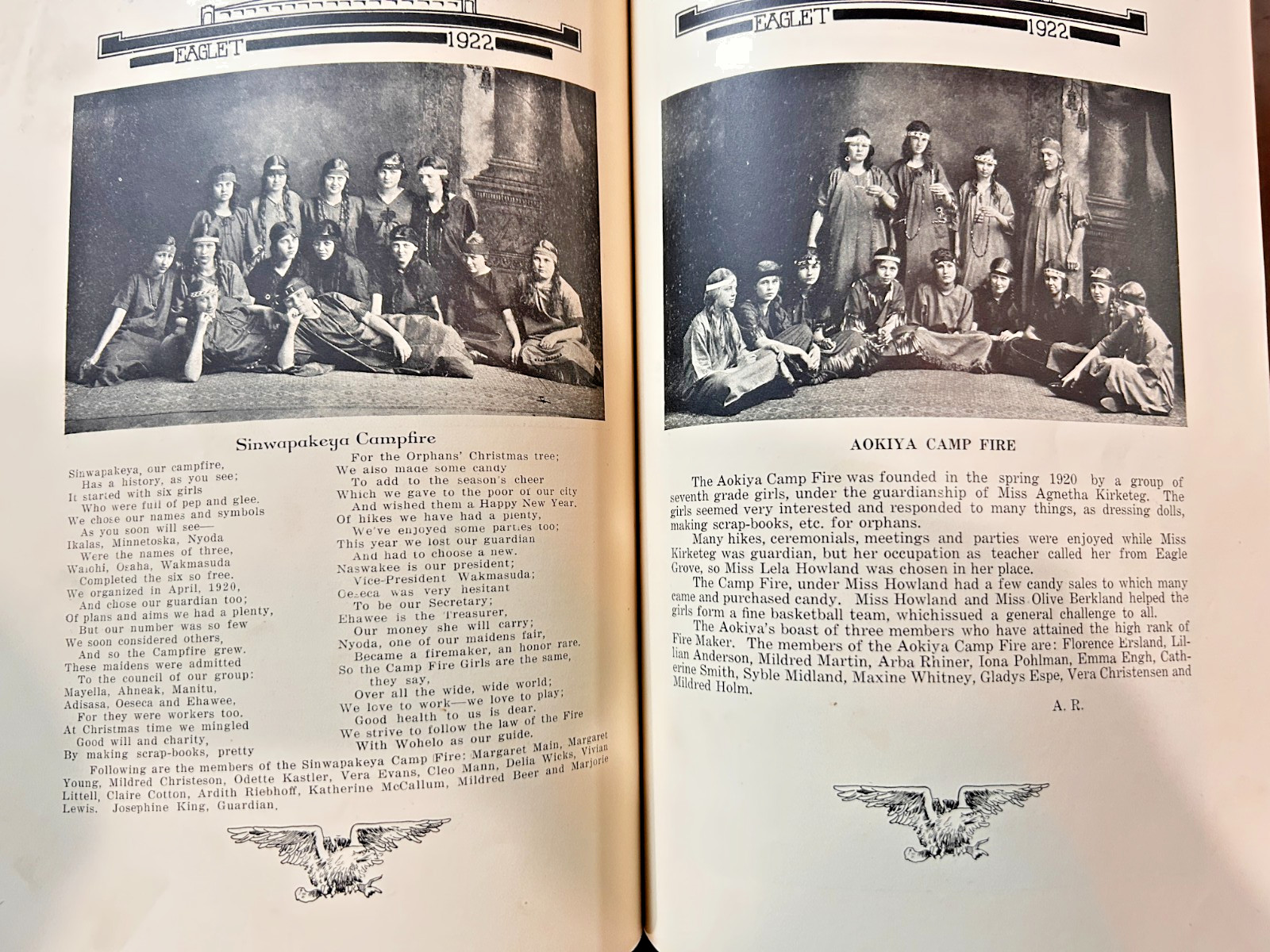 1922 EAGLE GROVE IOWA HIGH SCHOOL EAGLET YEARBOOK STUDENTS SPORTS TOWN ADVERTISE