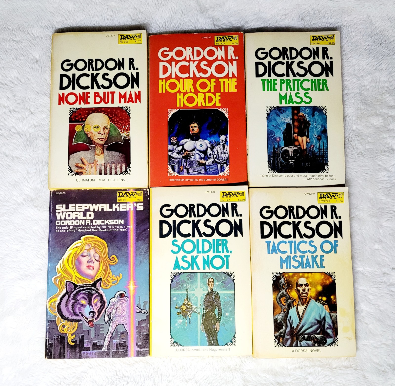 Vintage Paperback Daw Science Fiction Book Lot Of 6 Books Gordon Dickson Great!