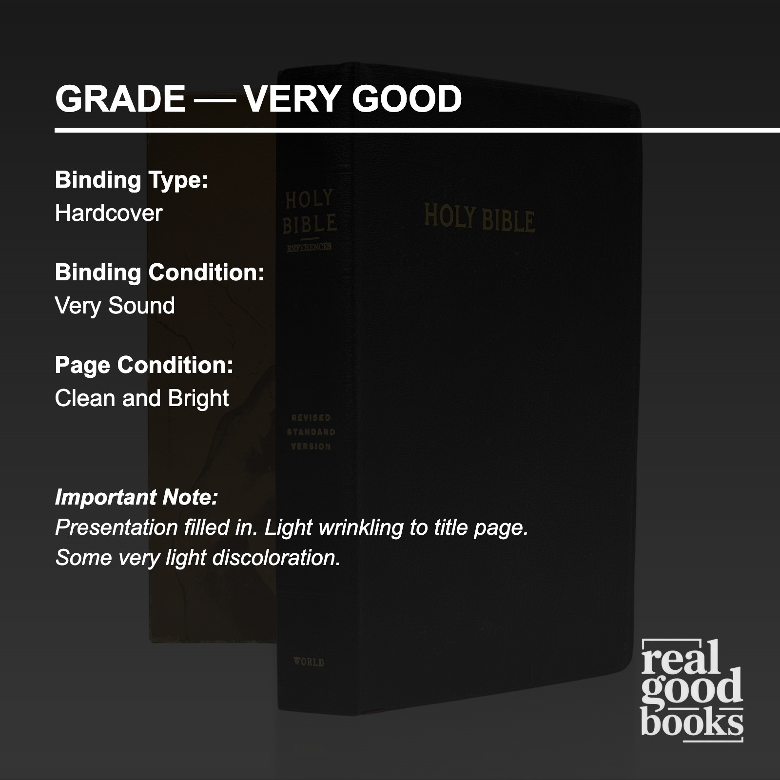 1962 World Bible Revised Standard Version Heritage Large Print Imitation Leather