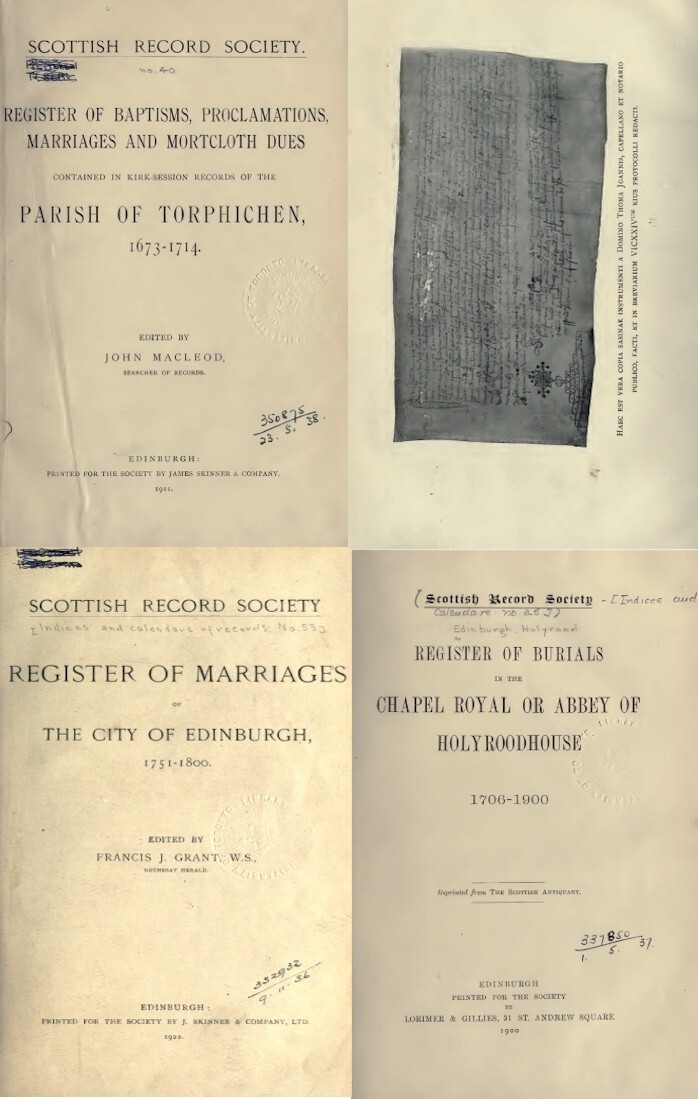 Scotland Scottish Records – Birth Marriage Death Burials – 52 Old Volumes on USB