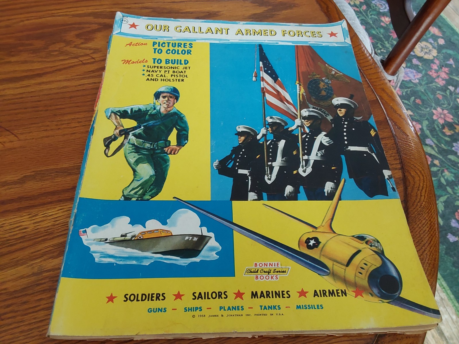 1958 „Our Gallant Armed Forces“ Action Coloring Book Samuel Lowe Company