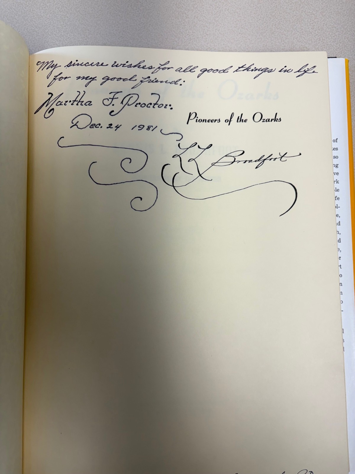 Pioneers of the Ozarks signed by L.L. Broadfoot