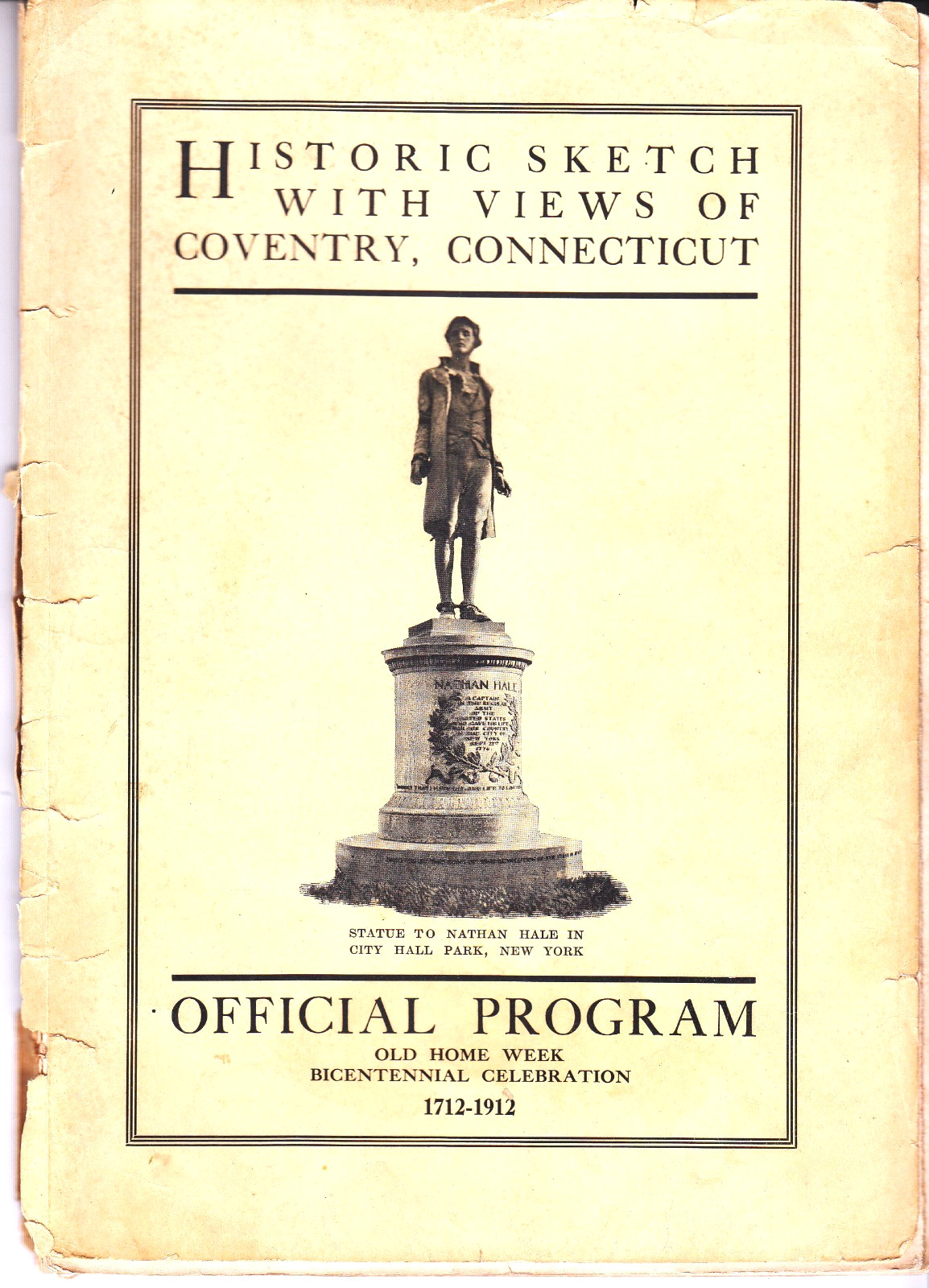 Coventry CT Genealogy History Bicentennial Booklet Program Poem Map 1712-1912