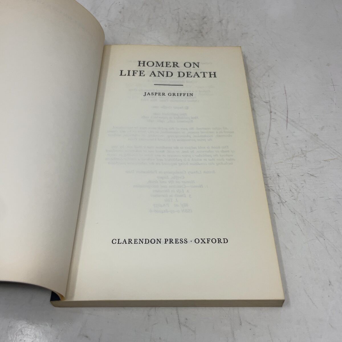 Homer on Life and Death (Clarendon Press Paperbacks) by Jasper Griffin PB First
