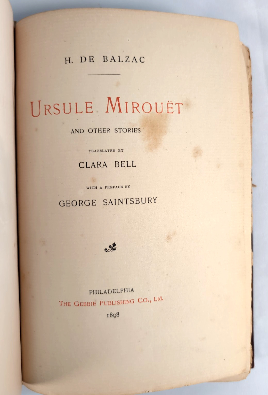 1898 The Novels of Balzac: Ursule Mirouet and Other Stories – HC Library Edition