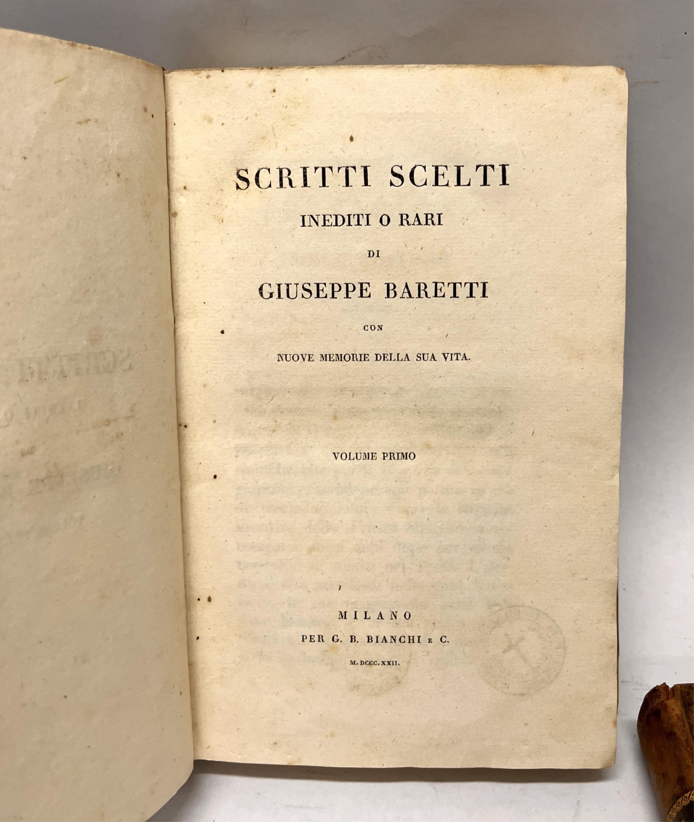 1822 1st IN 2 VOLS, SCRITTI SCELTI, INEDITI O RARI, BARETTI, FREE EXPRESS W/WIDE