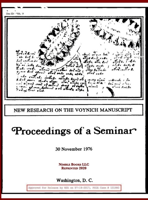 New Research On The Voynich Manuscript: Proceedings Of A Seminar