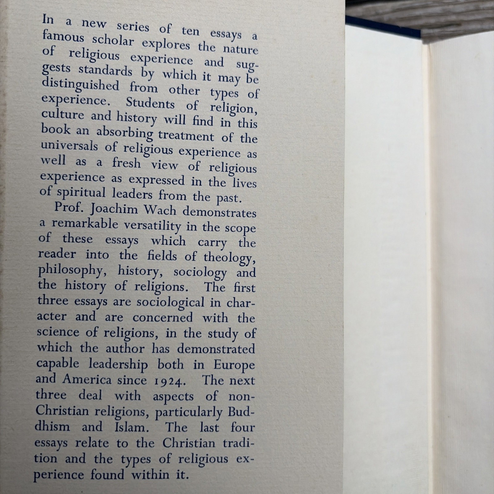 Joachim Wach Types of Religious Experience Christian and Non-Christian 1st ed HC