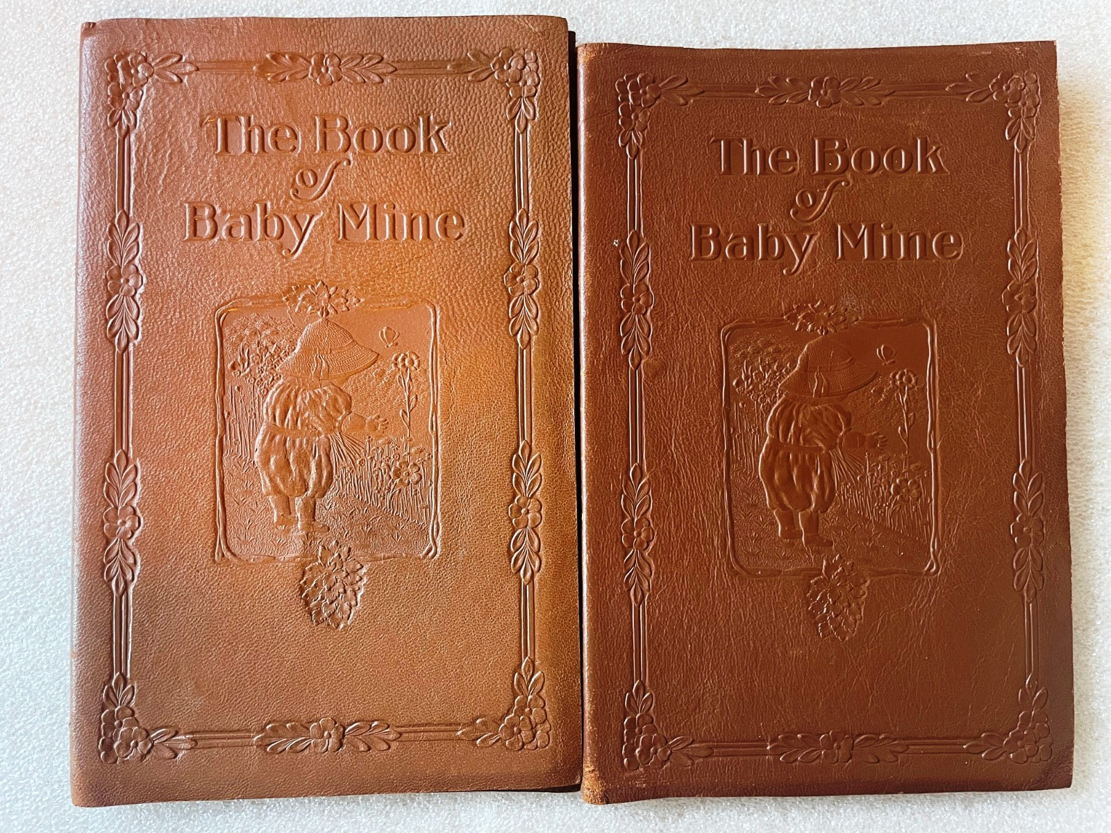 Antique 1920s Baby Memory Book “The Book of Baby Mine” Leather Family History