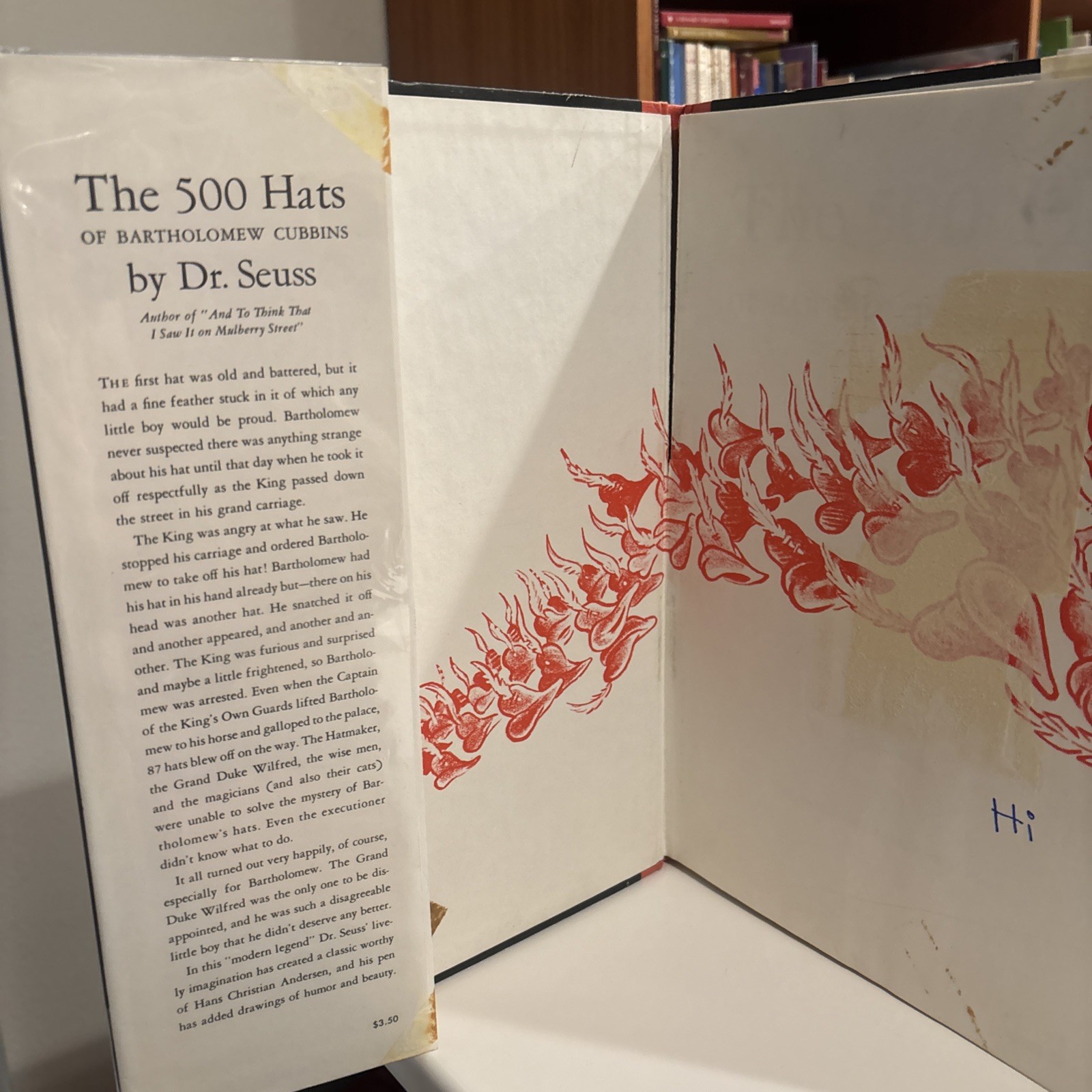 500 Hats of Bartholomew Cubbins, Dr Seuss, Random House 1st Ed $3.50 DJ