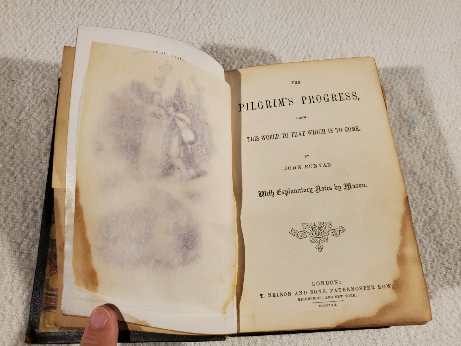 Antique 1862 Pilgrim’s Progress by John Bunyan T. Nelson and Sons Leather Bound