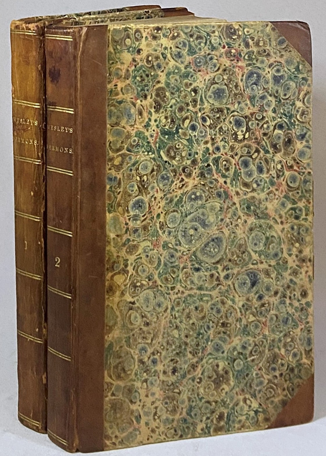 1831 Sermons on Several Occasions VOL 1 ONLY BOUND IN 2 Antique Leather WESLEY