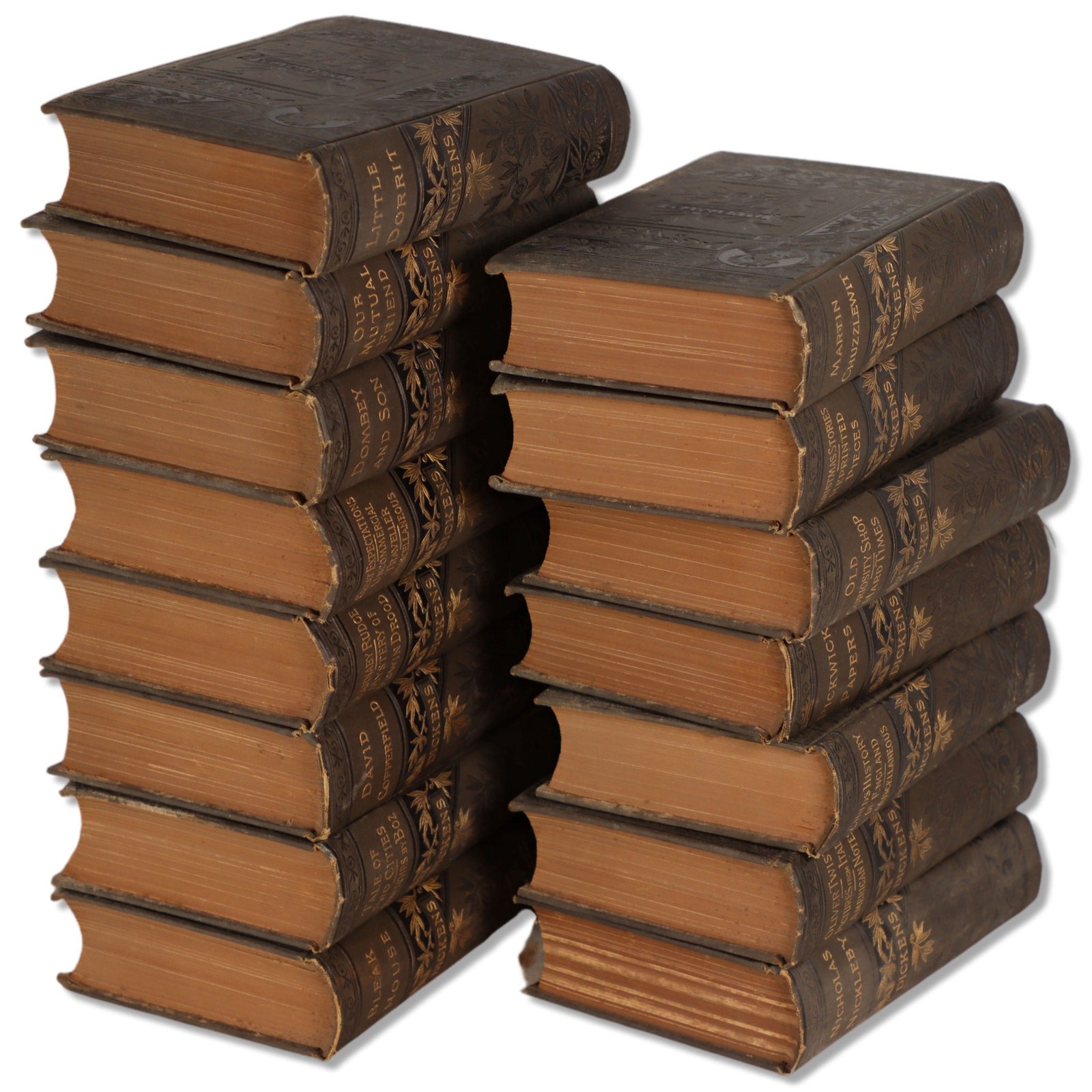 Charles Dickens Works 15 Vol Complete Set HC Routledge Illustrated Antique c1880