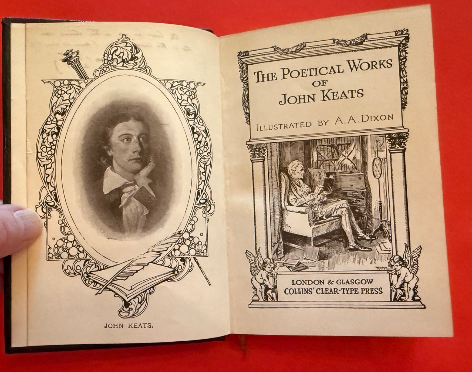Poetical Works of John Keats UK Collins Clear Press Undated Leather Illus Dixon