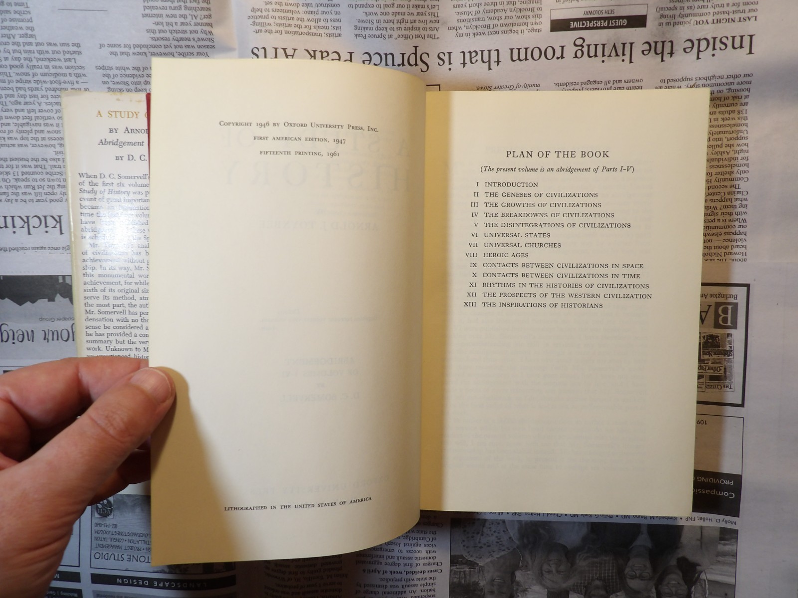 A Study of History – Toynbee – Somervell – Fifteenth Printing 1961 Ronald Clyne