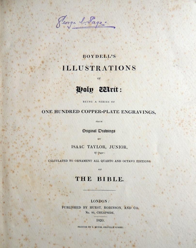 1820 BIBLE Boydell’s Illustrations of Holy Writ 98 Copper PLATES by Isaac Taylor