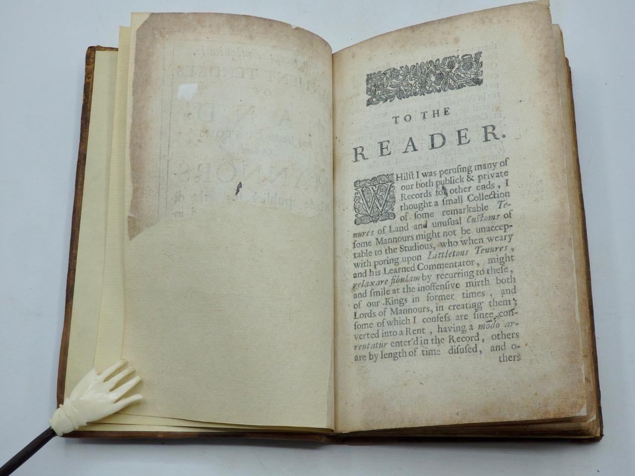 1679 FRAGMENTA ANTIQUITATIS Antient Tenures of Land, Customs of Mannors FOLKLORE