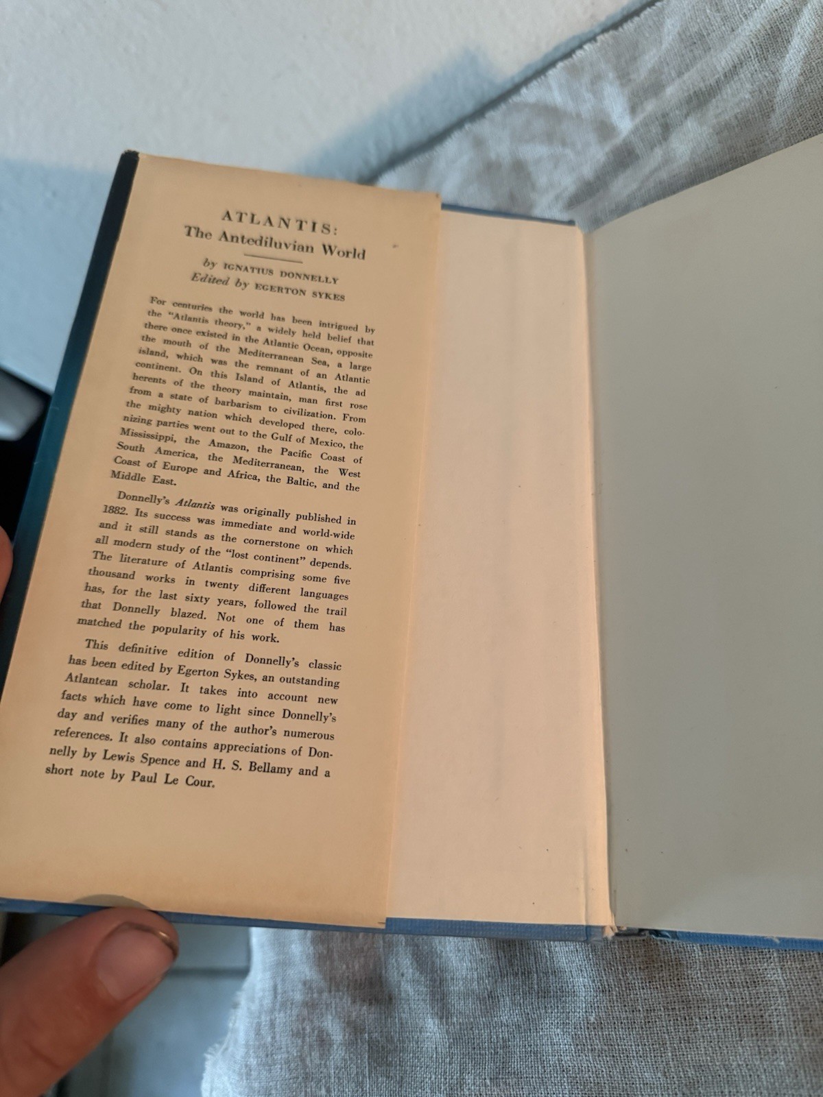 Atlantis The Antediluvian World by Ignatius Donnelly Sykes occult book 1949 wDJ