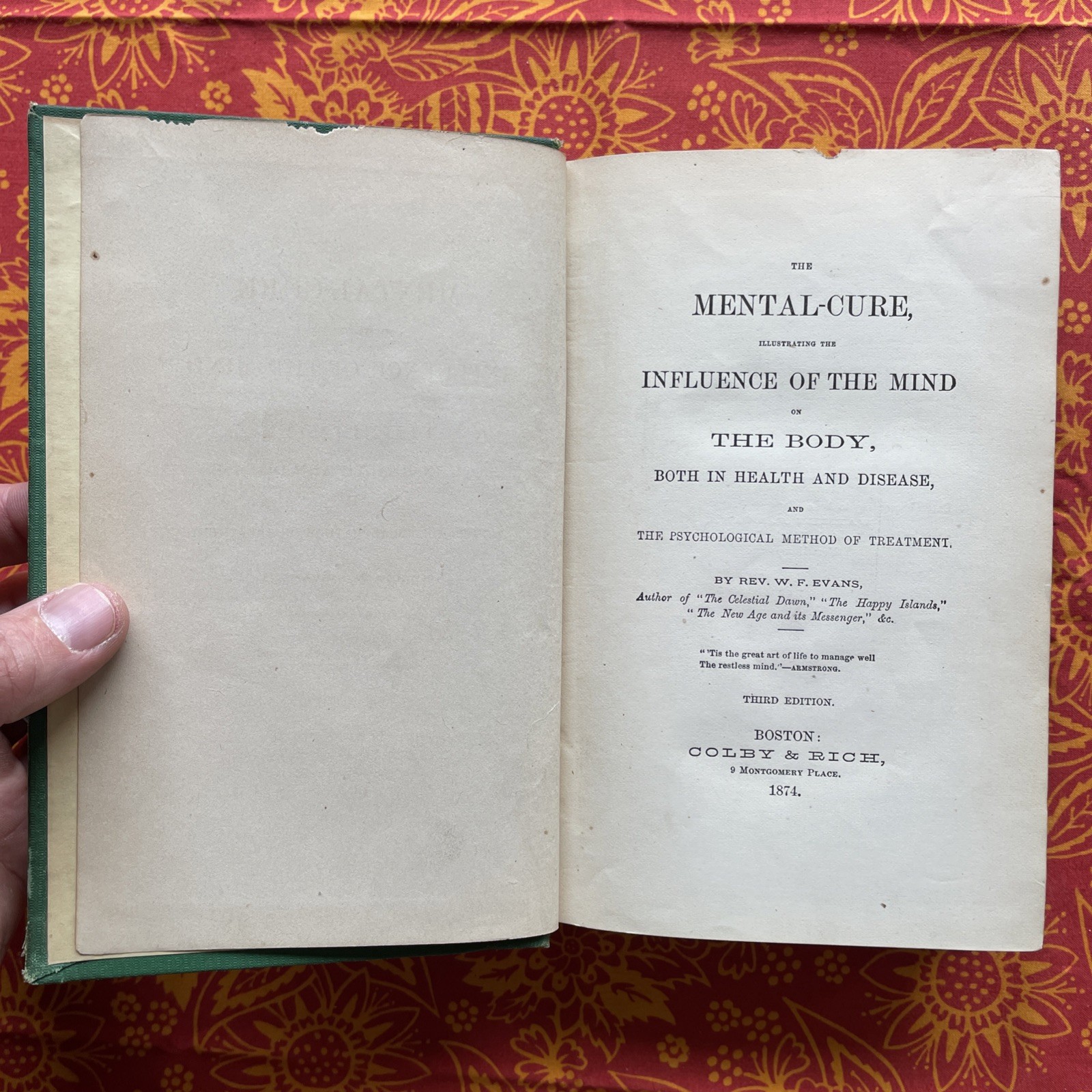 The Mental Cure Illustrating the Influence of the Mind on the Body by W.F. Evans