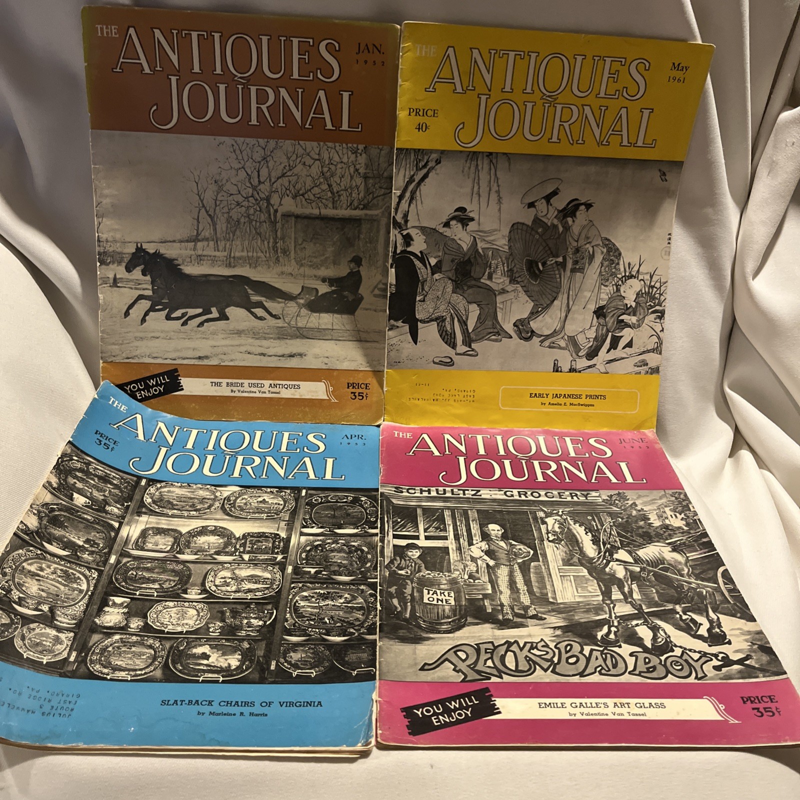 The Antiques Journal Magazines 1952, 1953 & 1961 Lot of 4 Vintage Monthly Issues